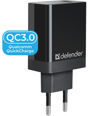 Сетевое зарядное устройство DEFENDER UPA-101 черный, 1 USB, QC 3.0, 18W